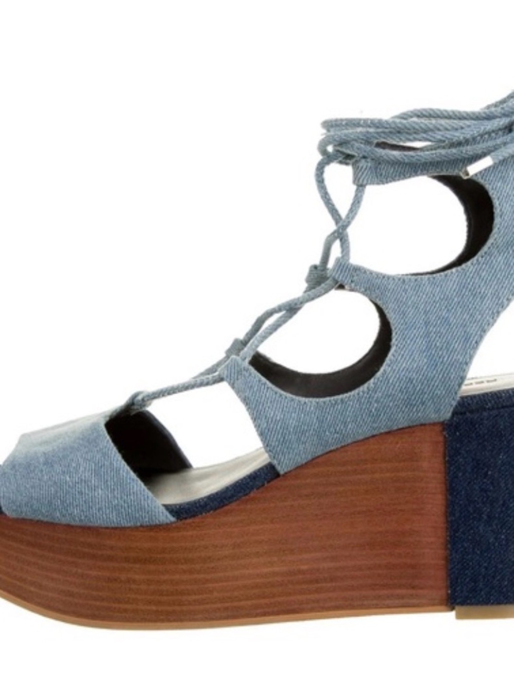 Rebecca Minkoff Light Blue Denim Lace-Up Platform Wedge